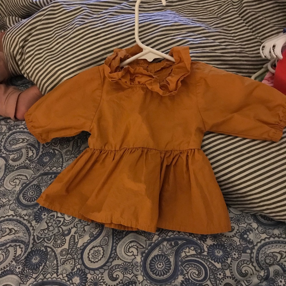 Baby dress 0-6 months burnt orange worn1x for pix